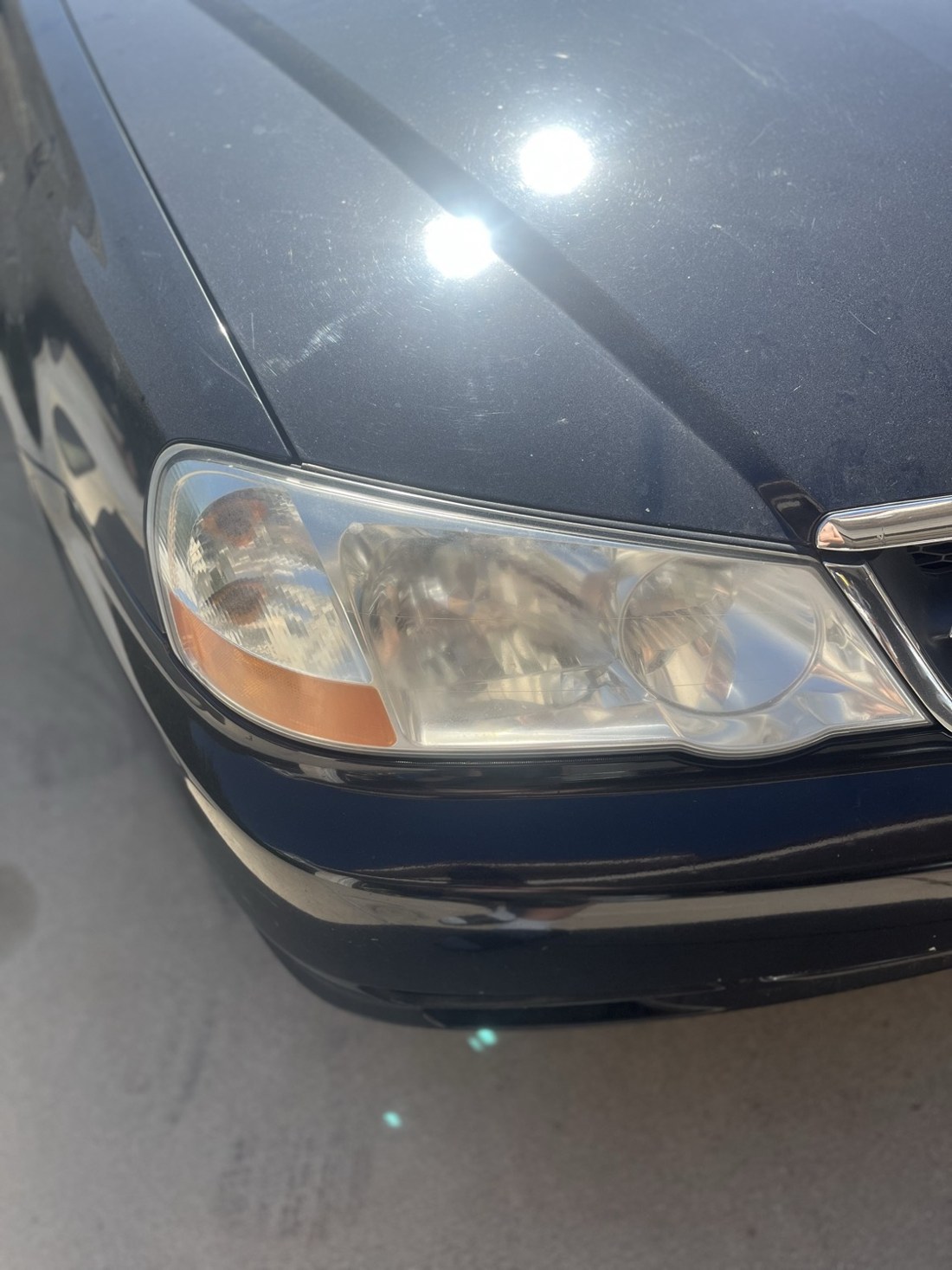 Foggy headlight before restoration